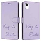 For iPhone XR Smile Embossing RFID Leather Phone Case(Light Purple) - 3