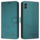 For iPhone XS Max Smile Embossing RFID Leather Phone Case(Peacock Green) - 3