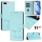 For iPhone 8 Plus / 7 Plus Smile Embossing RFID Leather Phone Case(Mint Green) - 1