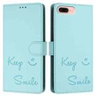 For iPhone 8 Plus / 7 Plus Smile Embossing RFID Leather Phone Case(Mint Green) - 3