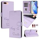 For iPhone 8 Plus / 7 Plus Smile Embossing RFID Leather Phone Case(Light Purple) - 1