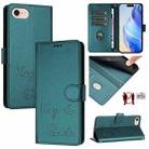 For iPhone SE 2024 Smile Embossing RFID Leather Phone Case(Peacock Green) - 1