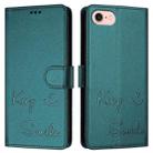 For iPhone SE 2024 Smile Embossing RFID Leather Phone Case(Peacock Green) - 3