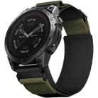 For Garmin Fenix 7X Nylon Loop Hook And Loop Fastener Quick Release Watch Band(Army Green) - 1