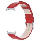 For Samsung Galaxy Watch Ultra 47mm Stainless Steel Silver Buckle Leather Watch Band(Red) - 3