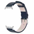 For Samsung Galaxy Watch Ultra 47mm Stainless Steel Silver Buckle Leather Watch Band(Dark Blue) - 3