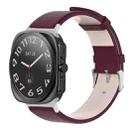 For Samsung Galaxy Watch Ultra 47mm Stainless Steel Silver Buckle Leather Watch Band(Wine Red) - 1