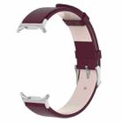 For Samsung Galaxy Watch Ultra 47mm Stainless Steel Silver Buckle Leather Watch Band(Wine Red) - 3