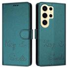 For Samsung Galaxy S24 Ultra 5G Smile Embossing RFID Leather Phone Case(Peacock Green) - 3