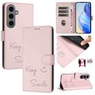 For Samsung Galaxy S24+ 5G Smile Embossing RFID Leather Phone Case(Pink) - 1