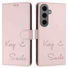 For Samsung Galaxy S24+ 5G Smile Embossing RFID Leather Phone Case(Pink) - 3