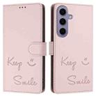 For Samsung Galaxy S24 5G Smile Embossing RFID Leather Phone Case(Pink) - 3