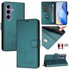 For Samsung Galaxy S24 5G Smile Embossing RFID Leather Phone Case(Peacock Green) - 1