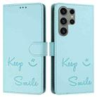 For Samsung Galaxy S23 Ultra 5G Smile Embossing RFID Leather Phone Case(Mint Green) - 3