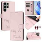 For Samsung Galaxy S23 Ultra 5G Smile Embossing RFID Leather Phone Case(Pink) - 1