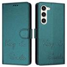 For Samsung Galaxy S23 5G Smile Embossing RFID Leather Phone Case(Peacock Green) - 3