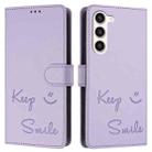 For Samsung Galaxy S23 5G Smile Embossing RFID Leather Phone Case(Light Purple) - 3