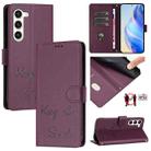 For Samsung Galaxy S23 5G Smile Embossing RFID Leather Phone Case(Violet) - 1