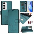 For Samsung Galaxy S24 FE 5G Smile Embossing RFID Leather Phone Case(Peacock Green) - 1