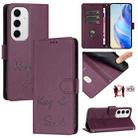 For Samsung Galaxy S24 FE 5G Smile Embossing RFID Leather Phone Case(Violet) - 1