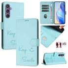 For Samsung Galaxy S23 FE 5G Smile Embossing RFID Leather Phone Case(Mint Green) - 1