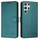 For Samsung Galaxy S22 Ultra 5G Smile Embossing RFID Leather Phone Case(Peacock Green) - 3