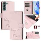 For Samsung Galaxy S22+ 5G Smile Embossing RFID Leather Phone Case(Pink) - 1