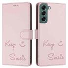 For Samsung Galaxy S22+ 5G Smile Embossing RFID Leather Phone Case(Pink) - 3