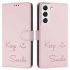 For Samsung Galaxy S22 5G Smile Embossing RFID Leather Phone Case(Pink) - 3