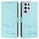 For Samsung Galaxy S21 Ultra 5G Smile Embossing RFID Leather Phone Case(Mint Green) - 3