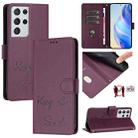 For Samsung Galaxy S21 Ultra 5G Smile Embossing RFID Leather Phone Case(Violet) - 1