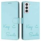 For Samsung Galaxy S21+ 5G Smile Embossing RFID Leather Phone Case(Mint Green) - 3