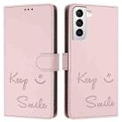 For Samsung Galaxy S21 5G Smile Embossing RFID Leather Phone Case(Pink) - 3