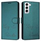 For Samsung Galaxy S21 5G Smile Embossing RFID Leather Phone Case(Peacock Green) - 3