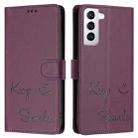 For Samsung Galaxy S21 5G Smile Embossing RFID Leather Phone Case(Violet) - 3