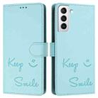 For Samsung Galaxy S21 FE 5G Smile Embossing RFID Leather Phone Case(Mint Green) - 3