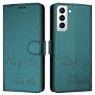 For Samsung Galaxy S21 FE 5G Smile Embossing RFID Leather Phone Case(Peacock Green) - 3
