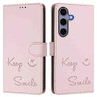 For Samsung Galaxy S25 5G Smile Embossing RFID Leather Phone Case(Pink) - 3