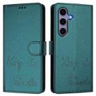 For Samsung Galaxy S25 5G Smile Embossing RFID Leather Phone Case(Peacock Green) - 3