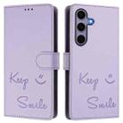 For Samsung Galaxy S25 5G Smile Embossing RFID Leather Phone Case(Light Purple) - 3