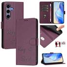 For Samsung Galaxy S25 5G Smile Embossing RFID Leather Phone Case(Violet) - 1