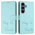 For Samsung Galaxy S25+ 5G Smile Embossing RFID Leather Phone Case(Mint Green) - 3