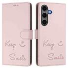 For Samsung Galaxy S25+ 5G Smile Embossing RFID Leather Phone Case(Pink) - 3