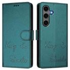 For Samsung Galaxy S25+ 5G Smile Embossing RFID Leather Phone Case(Peacock Green) - 3