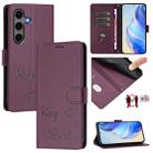 For Samsung Galaxy S25+ 5G Smile Embossing RFID Leather Phone Case(Violet) - 1
