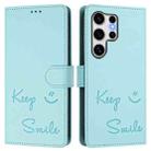 For Samsung Galaxy S25 Ultra 5G Smile Embossing RFID Leather Phone Case(Mint Green) - 3