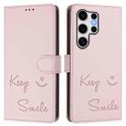 For Samsung Galaxy S25 Ultra 5G Smile Embossing RFID Leather Phone Case(Pink) - 3