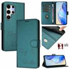 For Samsung Galaxy S25 Ultra 5G Smile Embossing RFID Leather Phone Case(Peacock Green) - 1