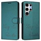 For Samsung Galaxy S25 Ultra 5G Smile Embossing RFID Leather Phone Case(Peacock Green) - 3