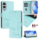 For Samsung Galaxy S25 Edge 5G Smile Embossing RFID Leather Phone Case(Mint Green) - 1
